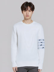 Exclusive Thom Browne TB M41 Striped Rose Embroidered Sweater