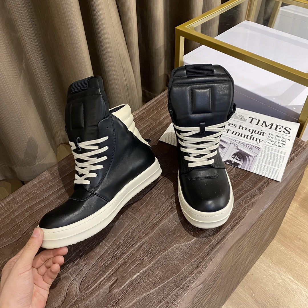 Rick Owens Inverted Triangle Leather Sandals for Couples, Size 35-47