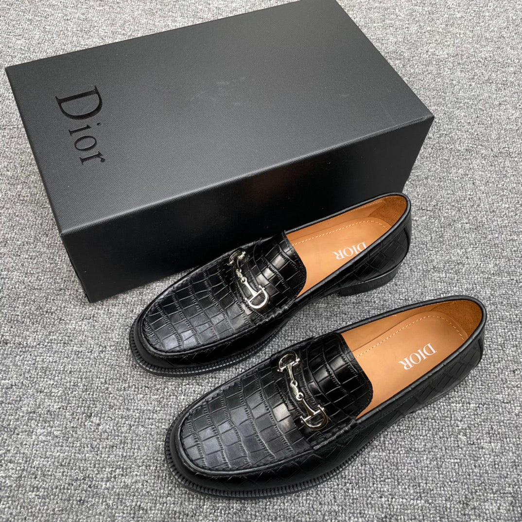 Dior Goodyear Leather Crocodile Pattern Shoes