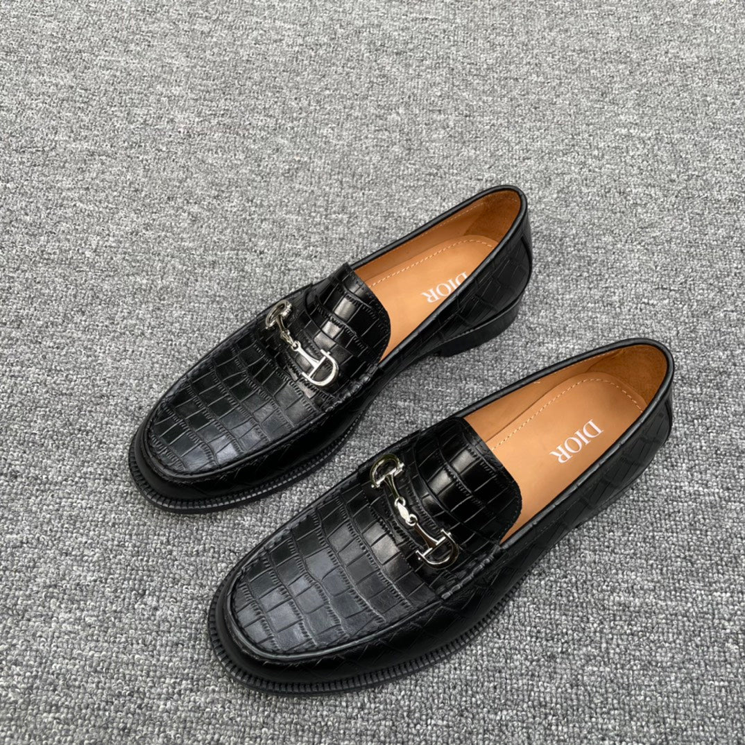 Dior Goodyear Leather Crocodile Pattern Shoes