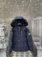 Moose Knuckles Men's Short Down Jacket - Arctic Silver Fox Fur Collar