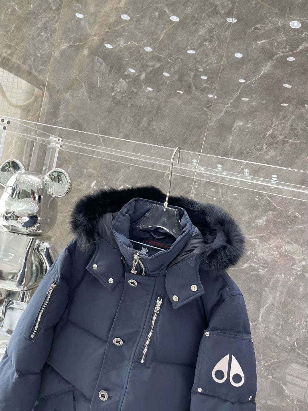 ** Moose Knuckles Men's Short Style Down Jacket with Goose Down Filling

**