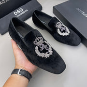 Premium Dolce & Gabbana Hand-Embroidered Silk Velvet Shoes
