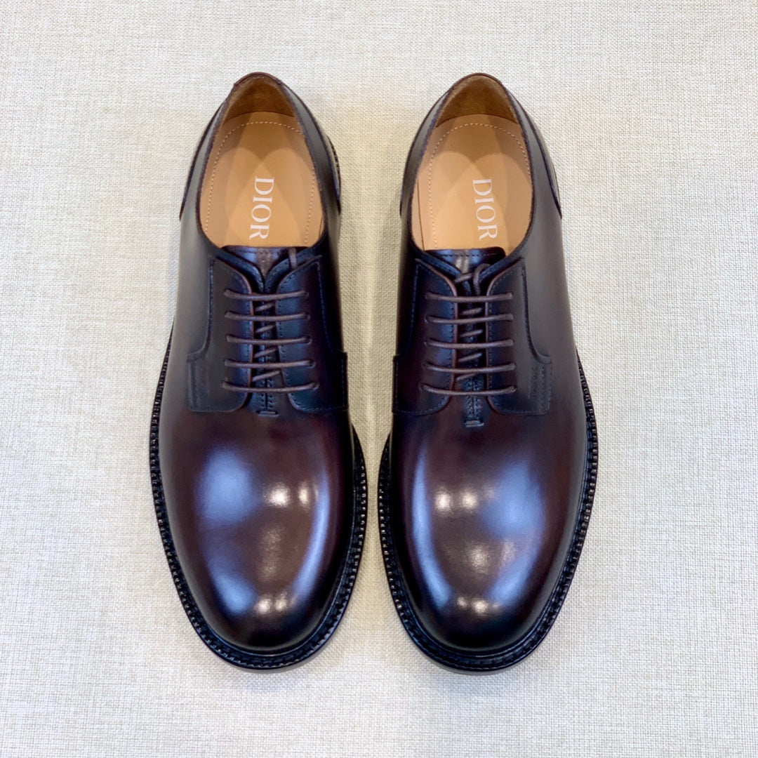 DIOR Classic Round-Toe Leather Lace-Up Shoes for Men