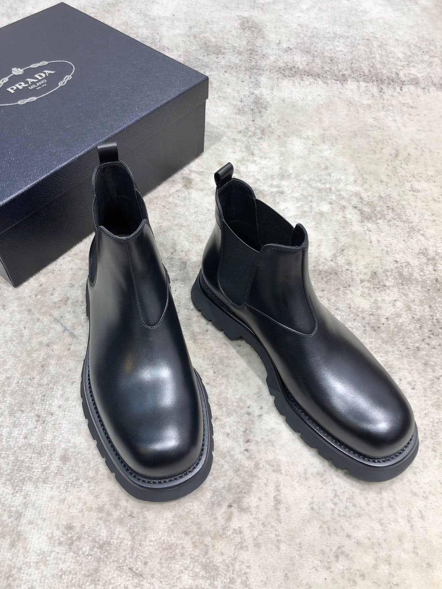 Prada Men's High-Top Short Boots - Premium Quality Leather