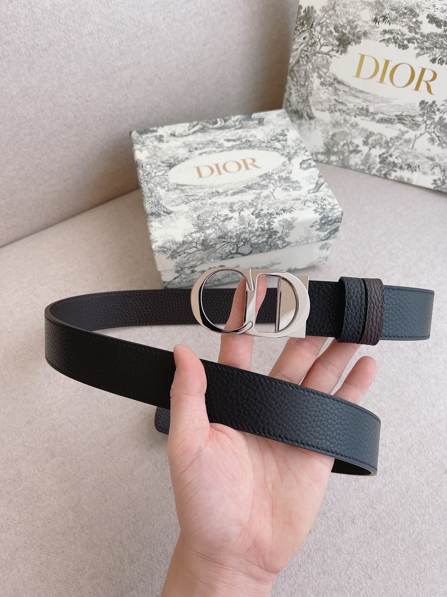 Dior Men's Casual Belt with CD Logo - 35mm Width