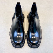 PRADA Classic Round Toe Men's Boots - High-Quality Leather