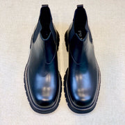 PRADA Men's Classic Round Toe Boots - Premium Cowhide Leather