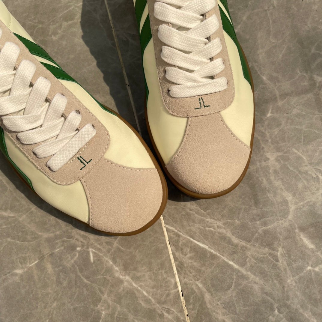 LANVIN White Sneakers with Green Accents