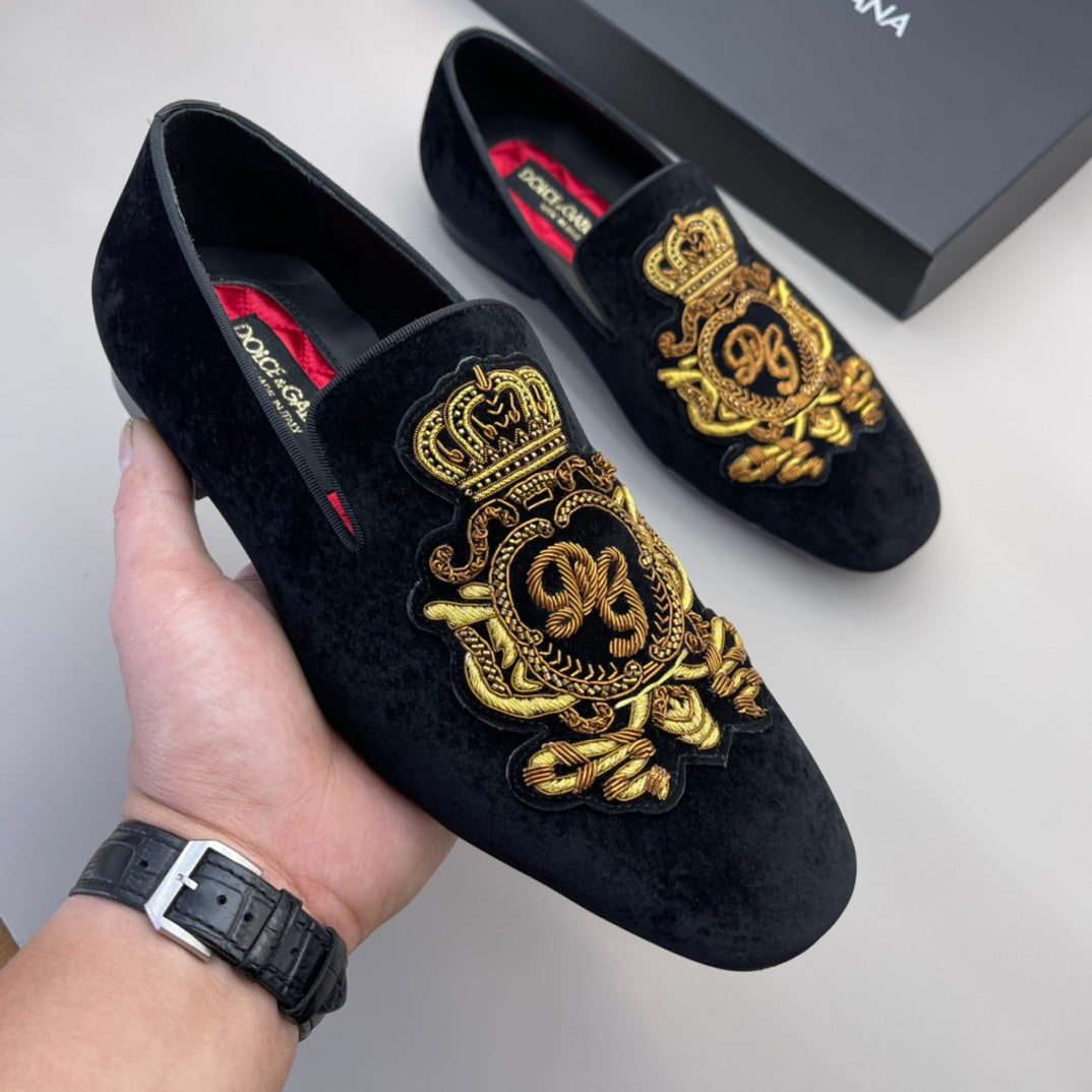 Luxury Dolce & Gabbana Handmade Silk Velvet One-Piece Footwear