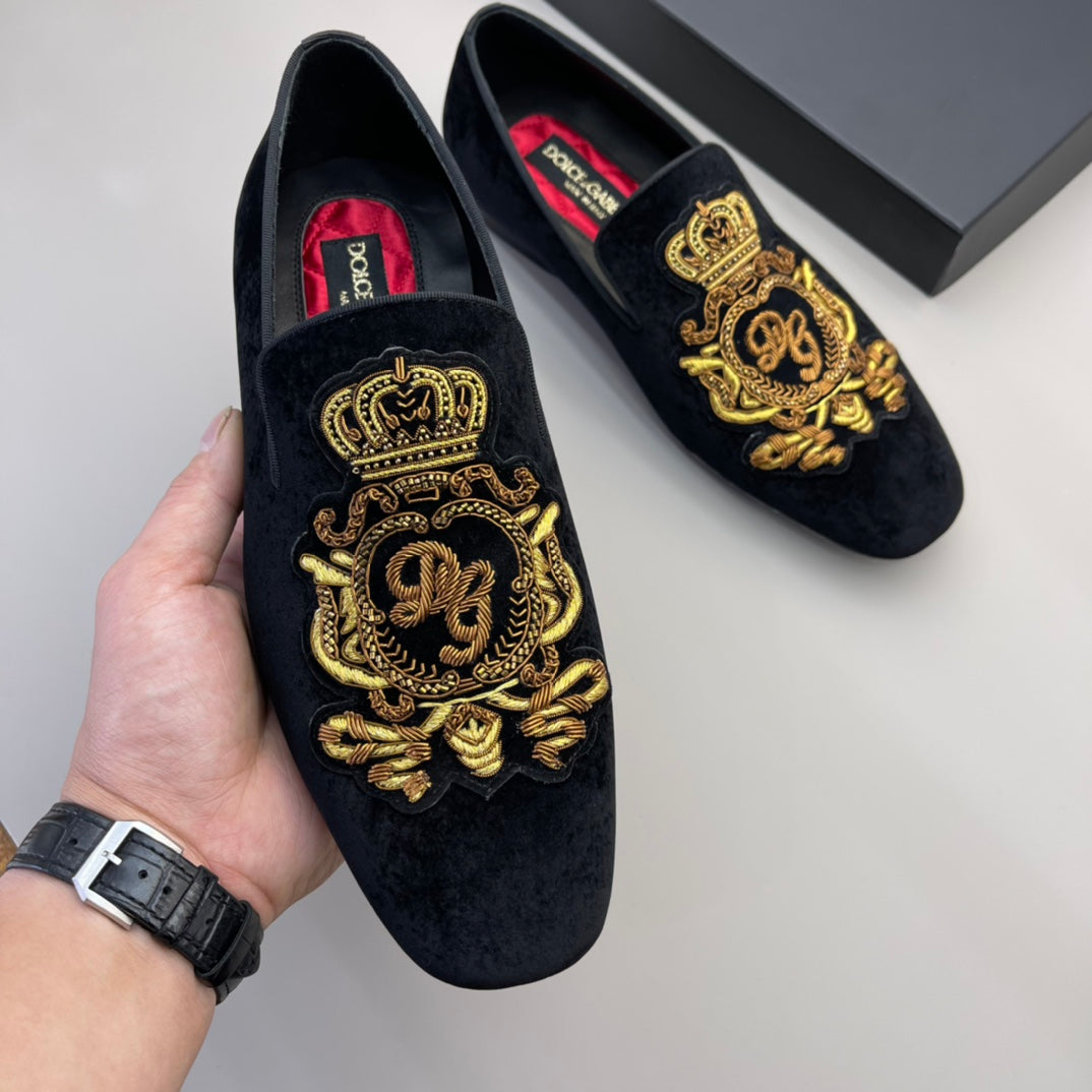 Luxury Dolce & Gabbana Handmade Silk Velvet One-Piece Footwear