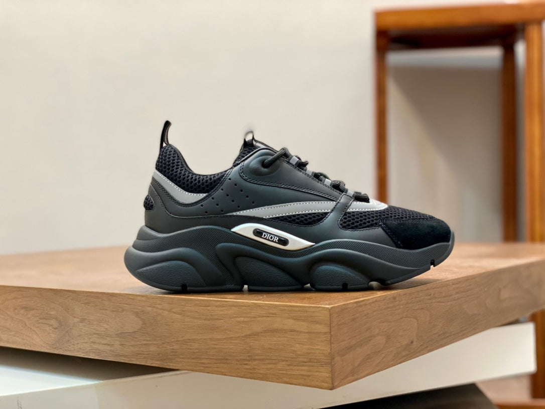 DÂ®ï¸ x ðŸ†• Men's Retro Jogging Fashion Sneakers - Black Cow Leather & Mesh