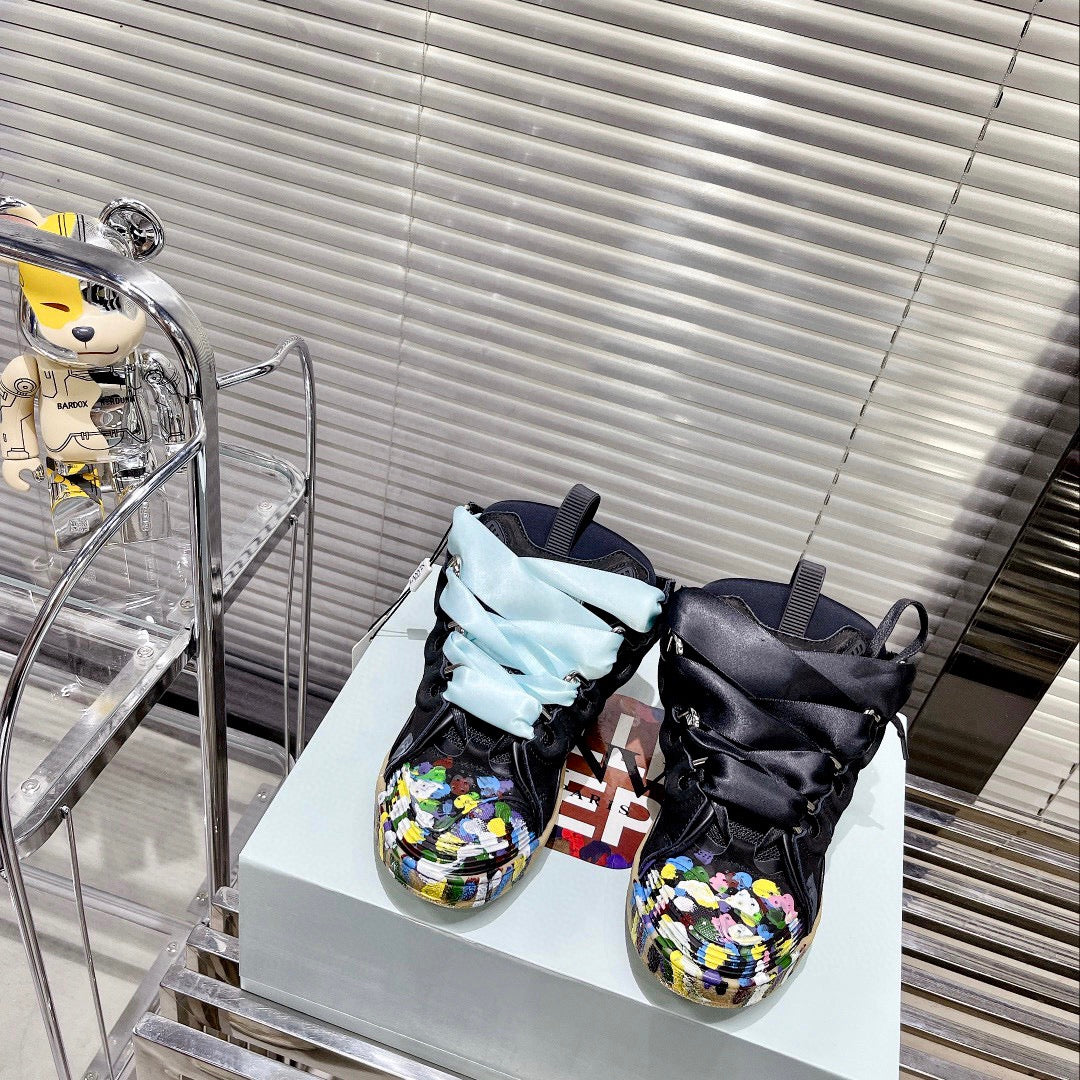 LANVIN Graffiti Couple's Bread Sneakers â€“ 90s Inspired Luxury Footwear