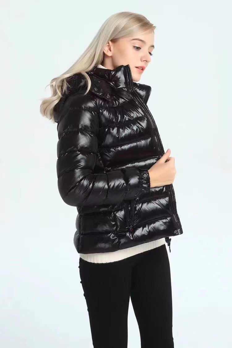 Women's Moncler-Style Short Waist Down Jacket - Classic Black