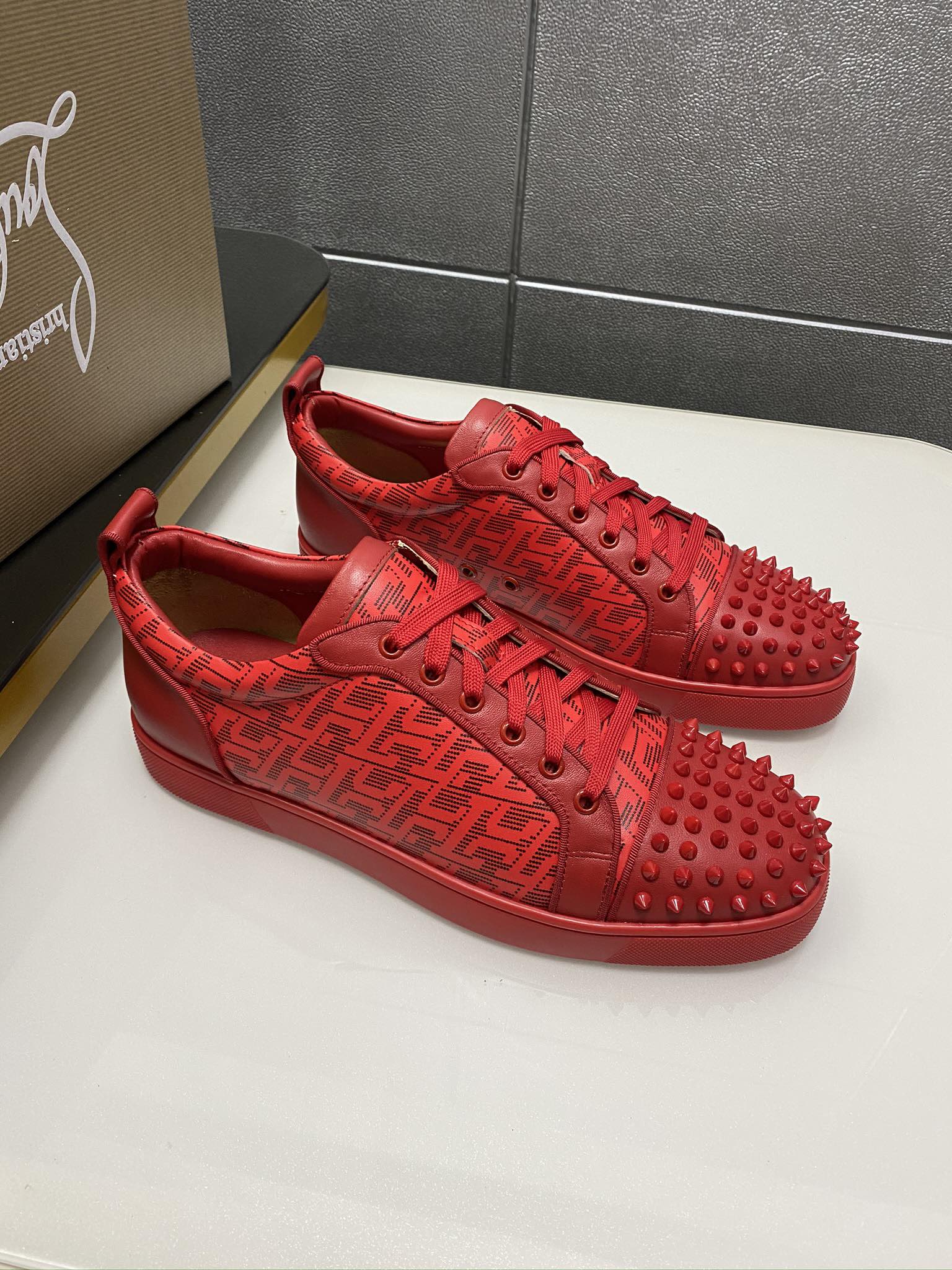 Custom Christian Louboutin Red Sole Sneakers for Couples