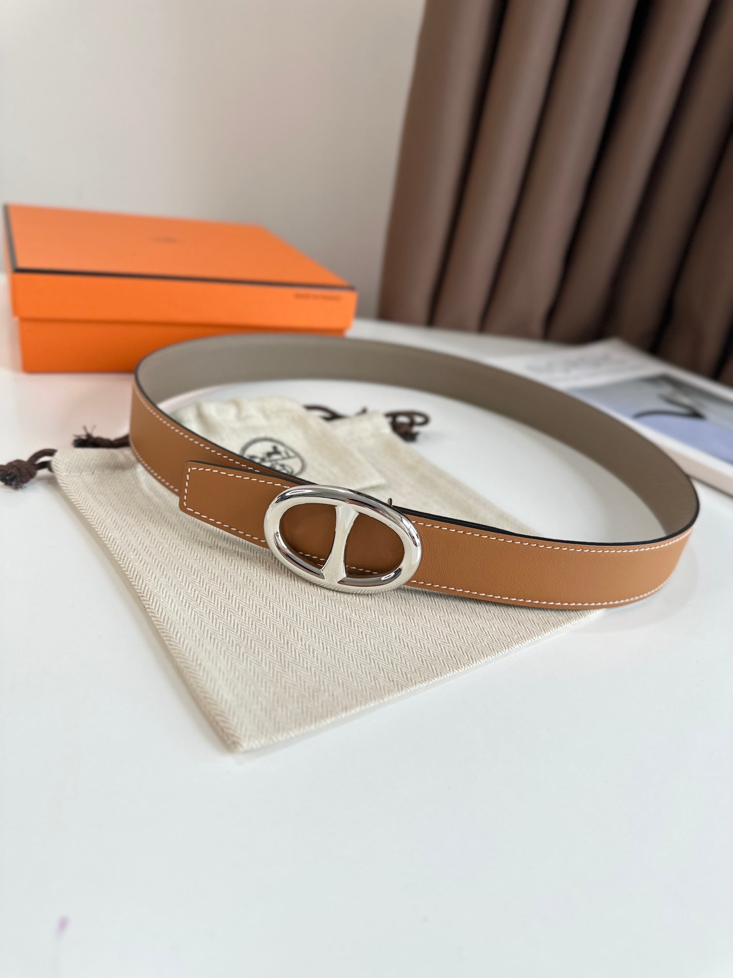 Premium H Belt Buckle with Reversible Leather Strap