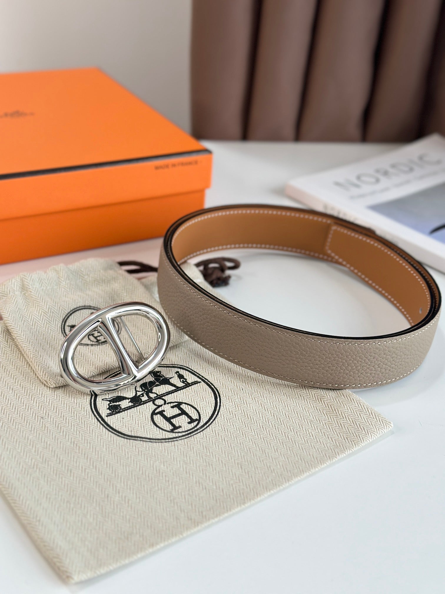 Premium H Belt Buckle with Reversible Leather Strap