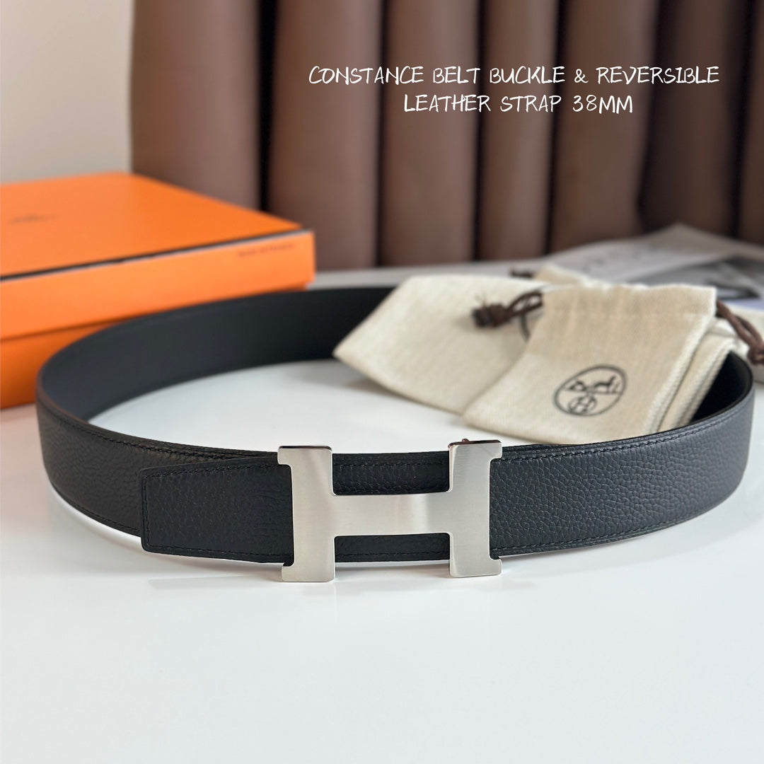 Constance Reversible Leather Strap & Belt Buckle Set