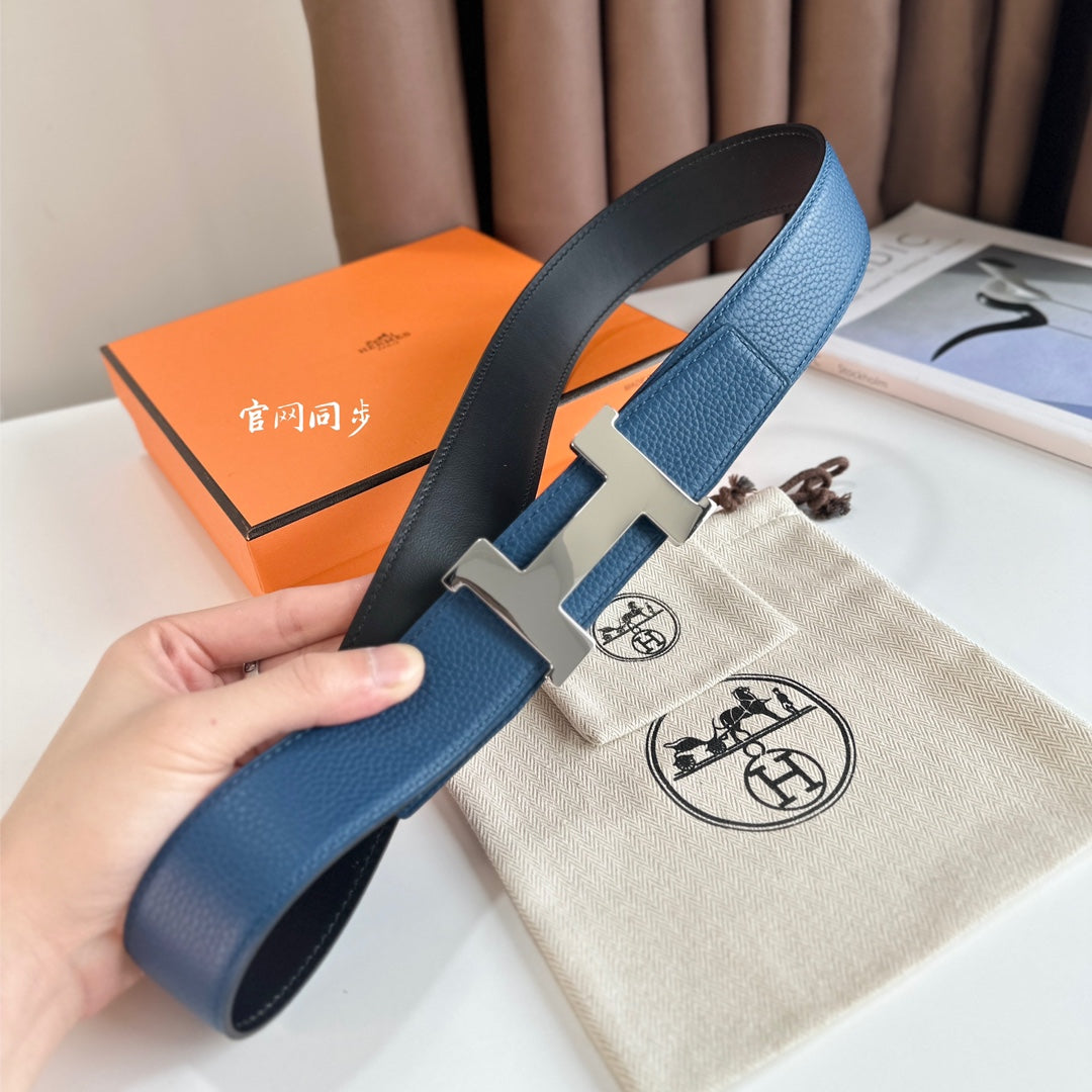 Constance Reversible Leather Strap with Elegant Belt Buckle