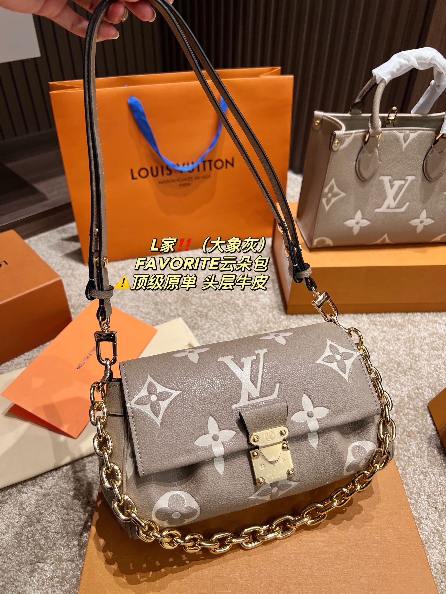Premium Pure Leather Folding Box - LV Cloud Bag Favorite