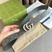 Gucci Reversible Gray Canvas and Pig Grain Leather Belt