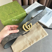 Reversible Gray Canvas Leather Belt with Double G Buckle