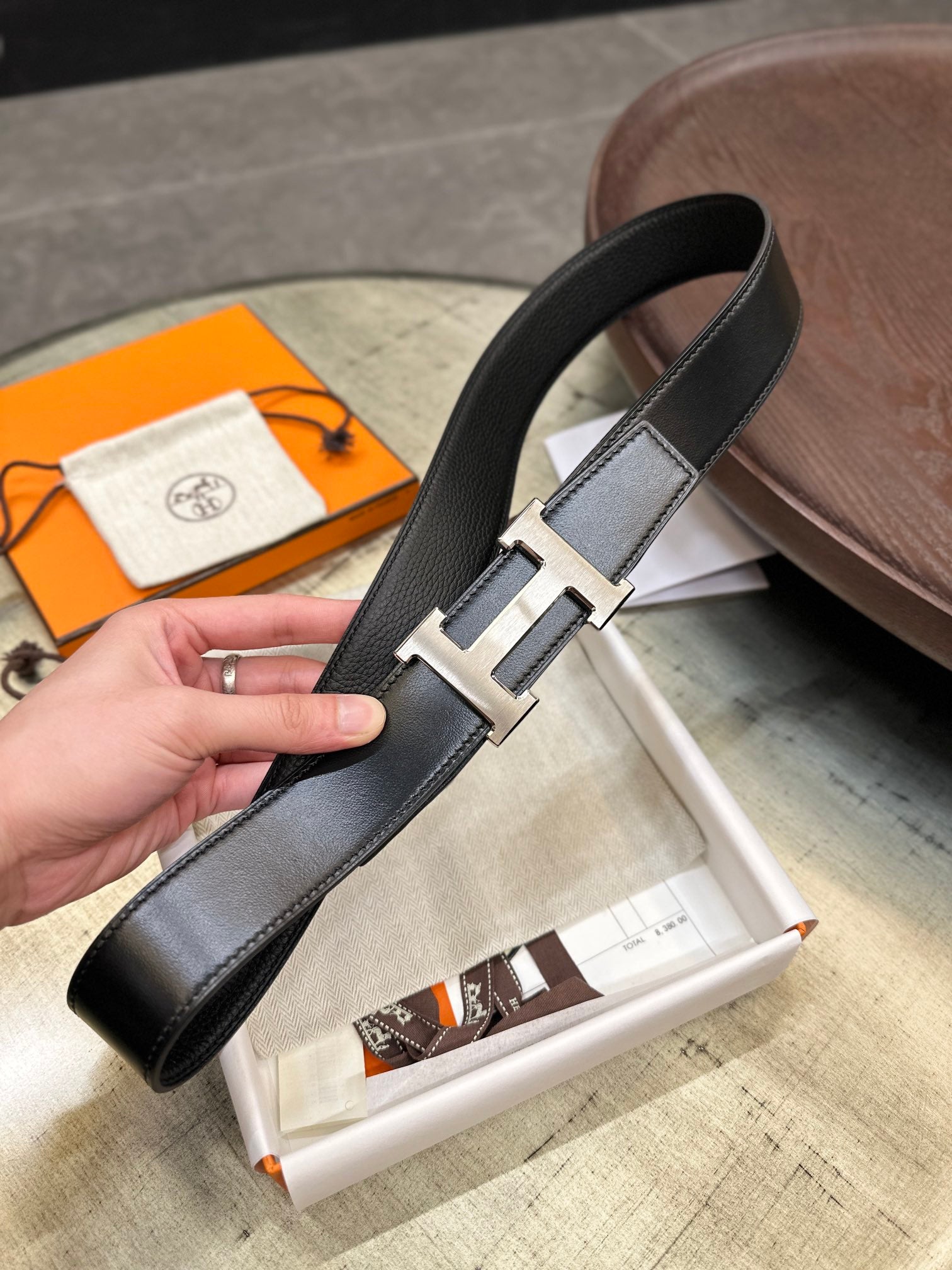 Constance Reversible Leather Strap with Stylish Belt Buckle