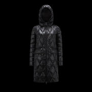 Moncler Serilong Women's Hooded Down Jacket - Diamond Pattern Mid-Length
