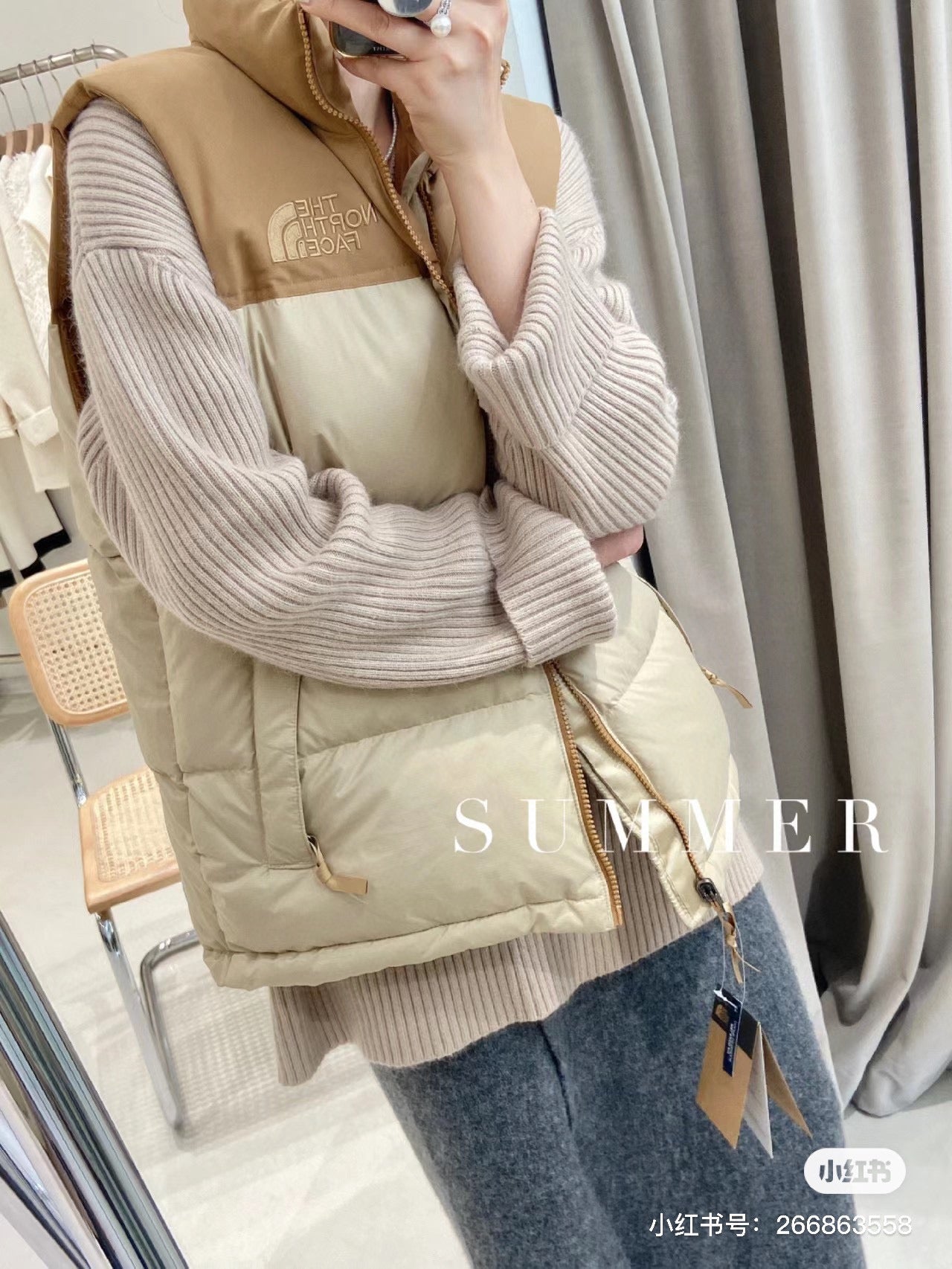 Vintage 1996 North Face Milk Tea Color Vest