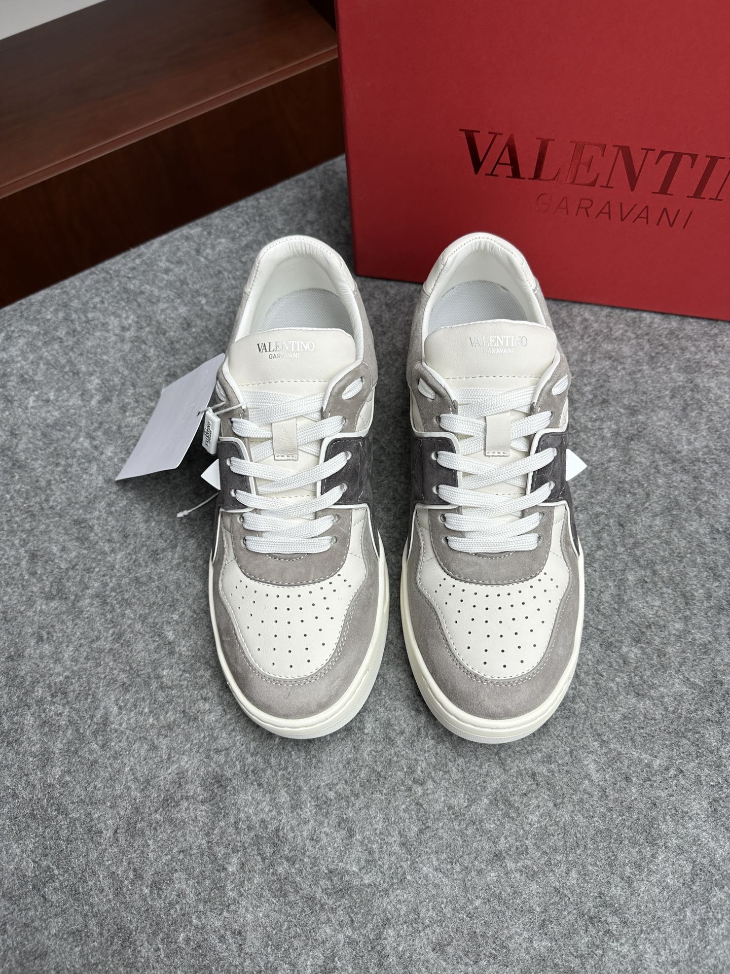 Valentino Garavani ONE STUD Suede Calfskin Sneakers