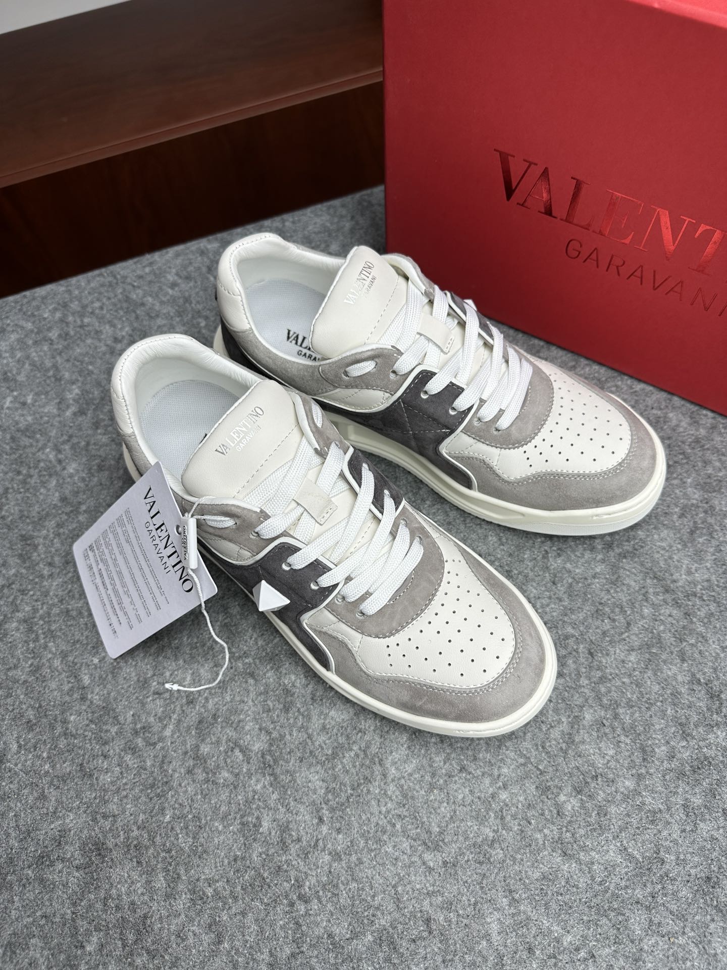 Valentino Garavani ONE STUD Suede Calfskin Sneakers
