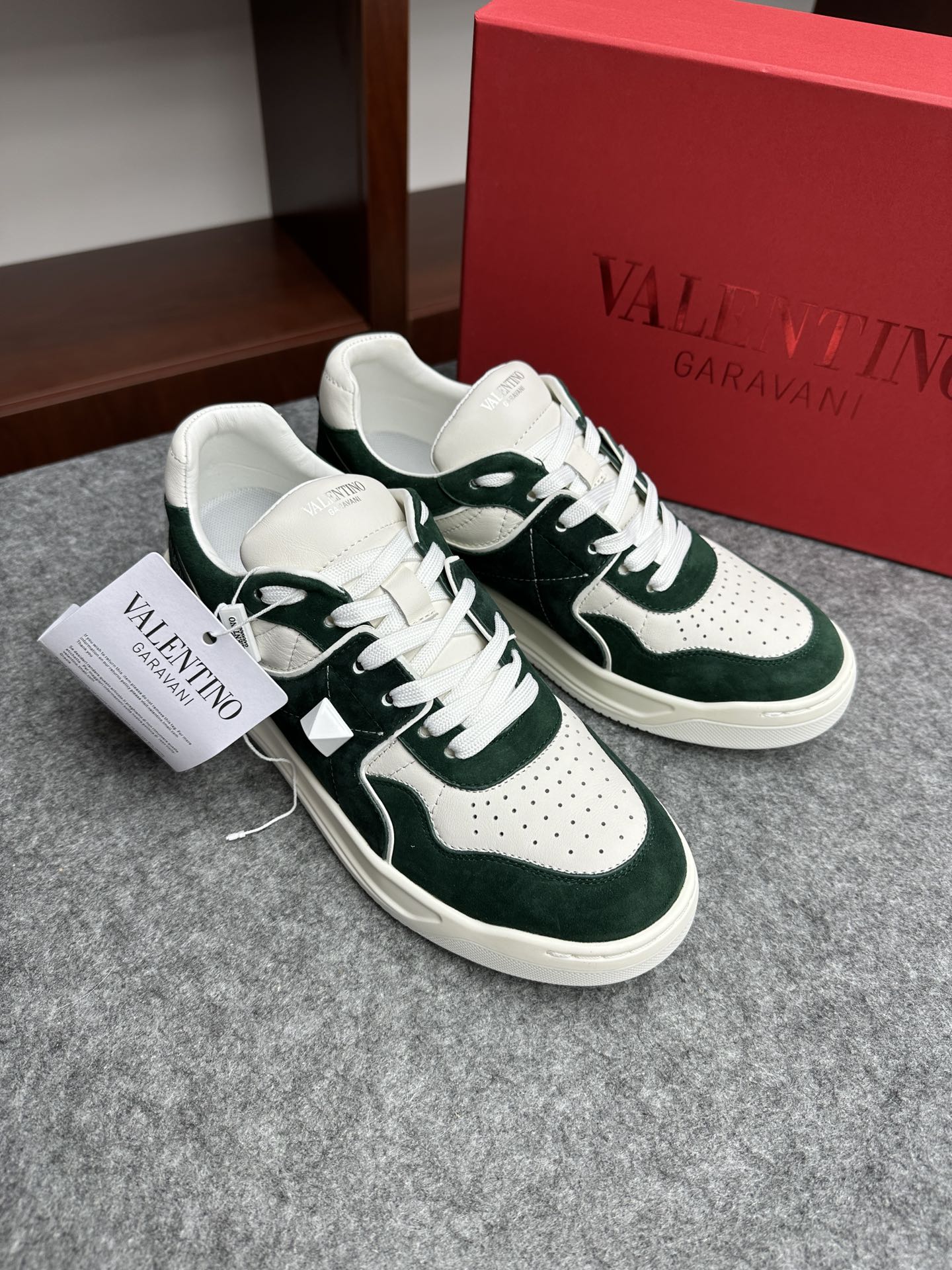 Valentino Garavani ONE STUD Suede Calfskin Low-Top Sneakers