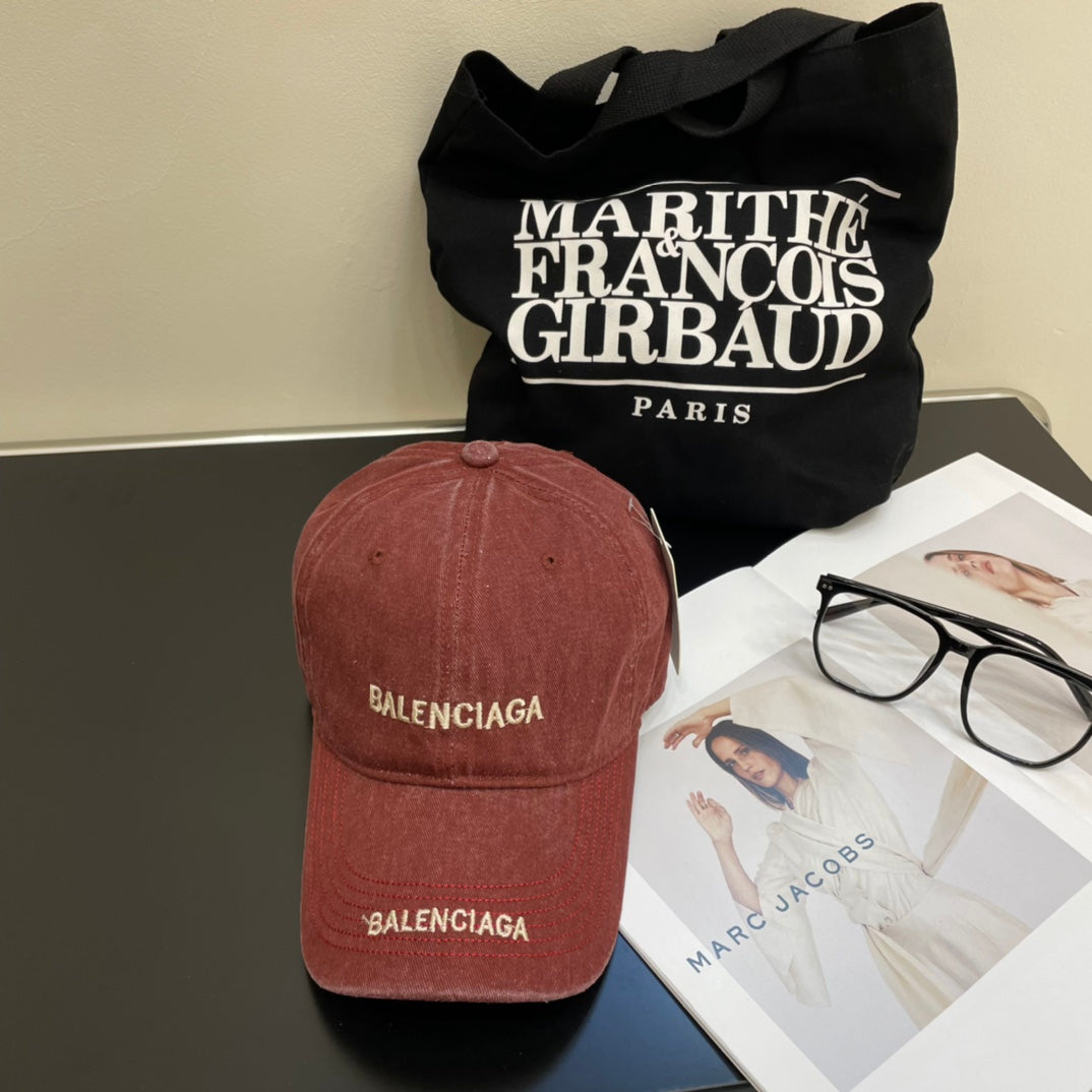 Balenciaga 2024 Early Spring Washed Embroidered Baseball Cap