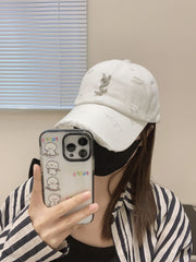 YSL Saint Laurent Rhinestone Baseball Cap - Classic Unisex Style