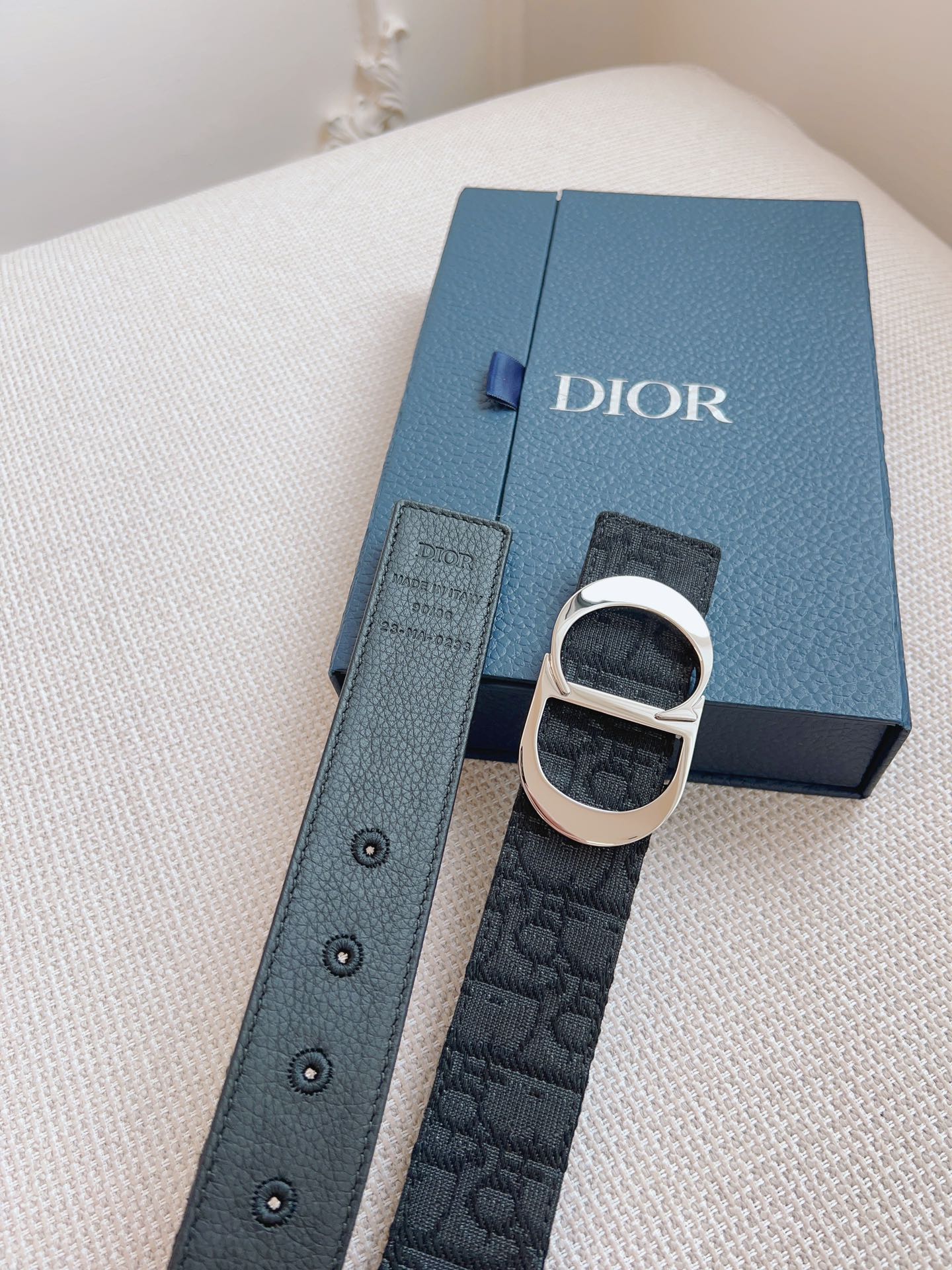 Dior Oblique Black Leather Belt - Premium French Craftsmanship
