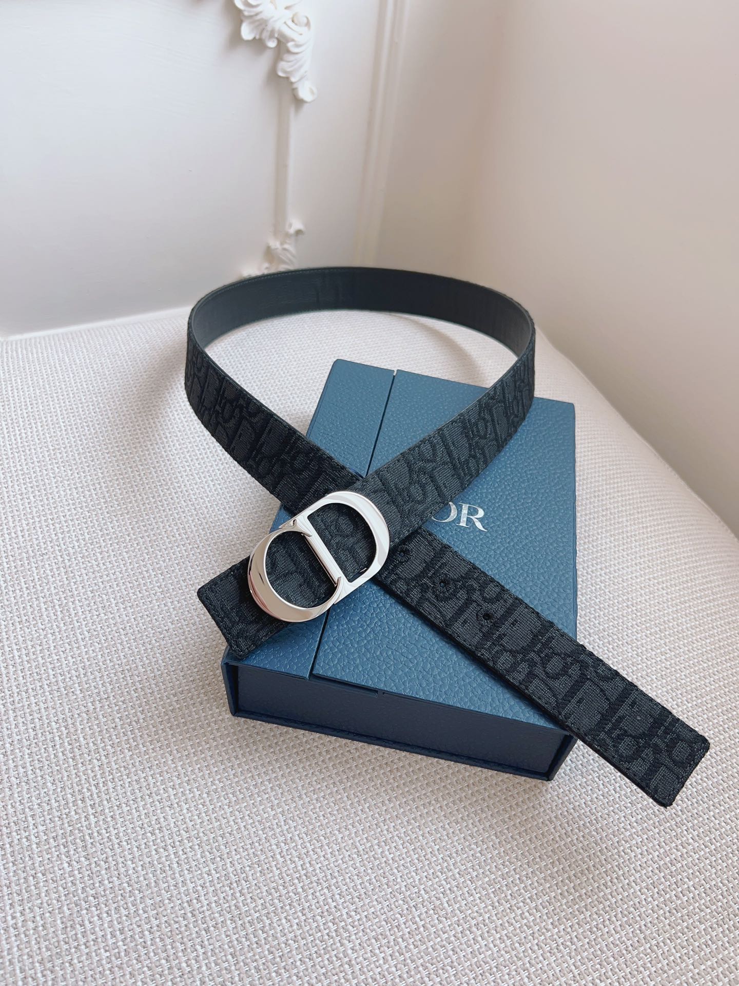 Dior Oblique Black Leather Belt - Premium French Craftsmanship