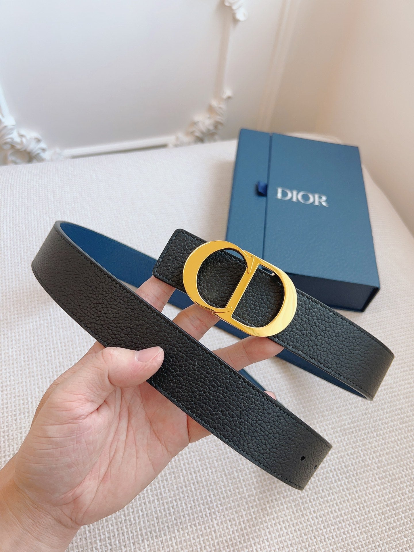 Dior Black Leather and Oblique Cloth Belt - Premium Quality