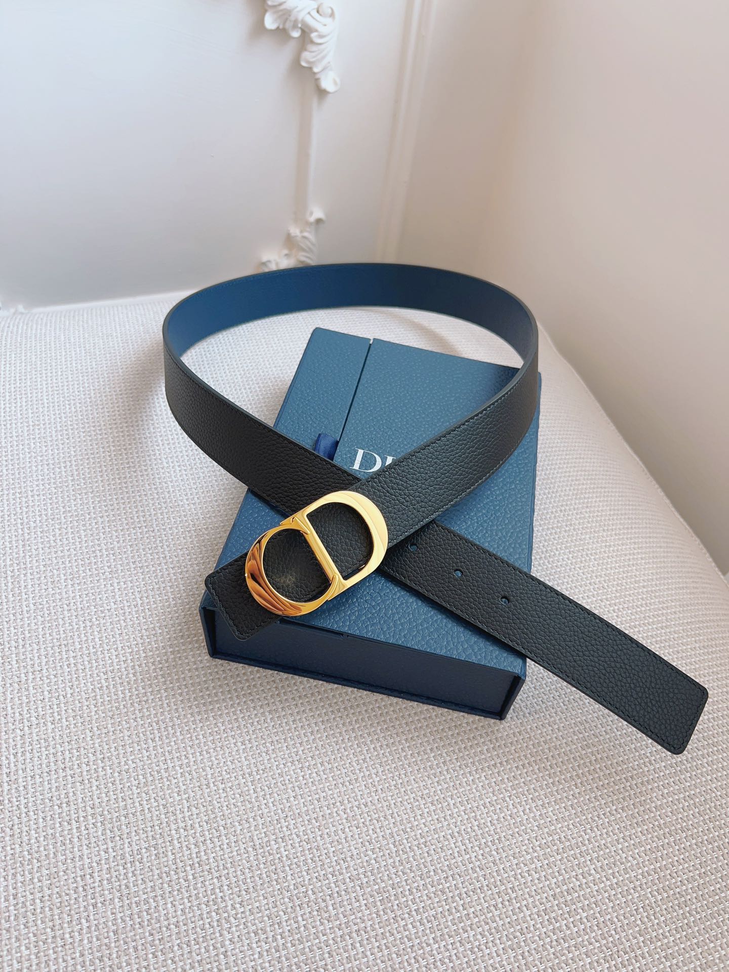 Dior Black Leather and Oblique Cloth Belt - Premium Quality