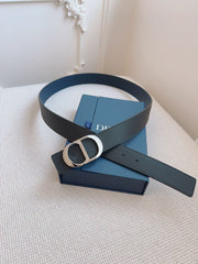 DIOR French Leather & Oblique Black Cloth Belt