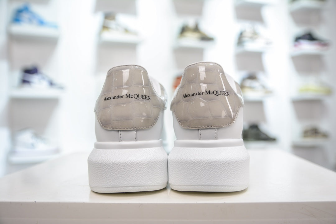 Alexander McQueen Oversized Low-Top Sneakers - White/Gray Leather