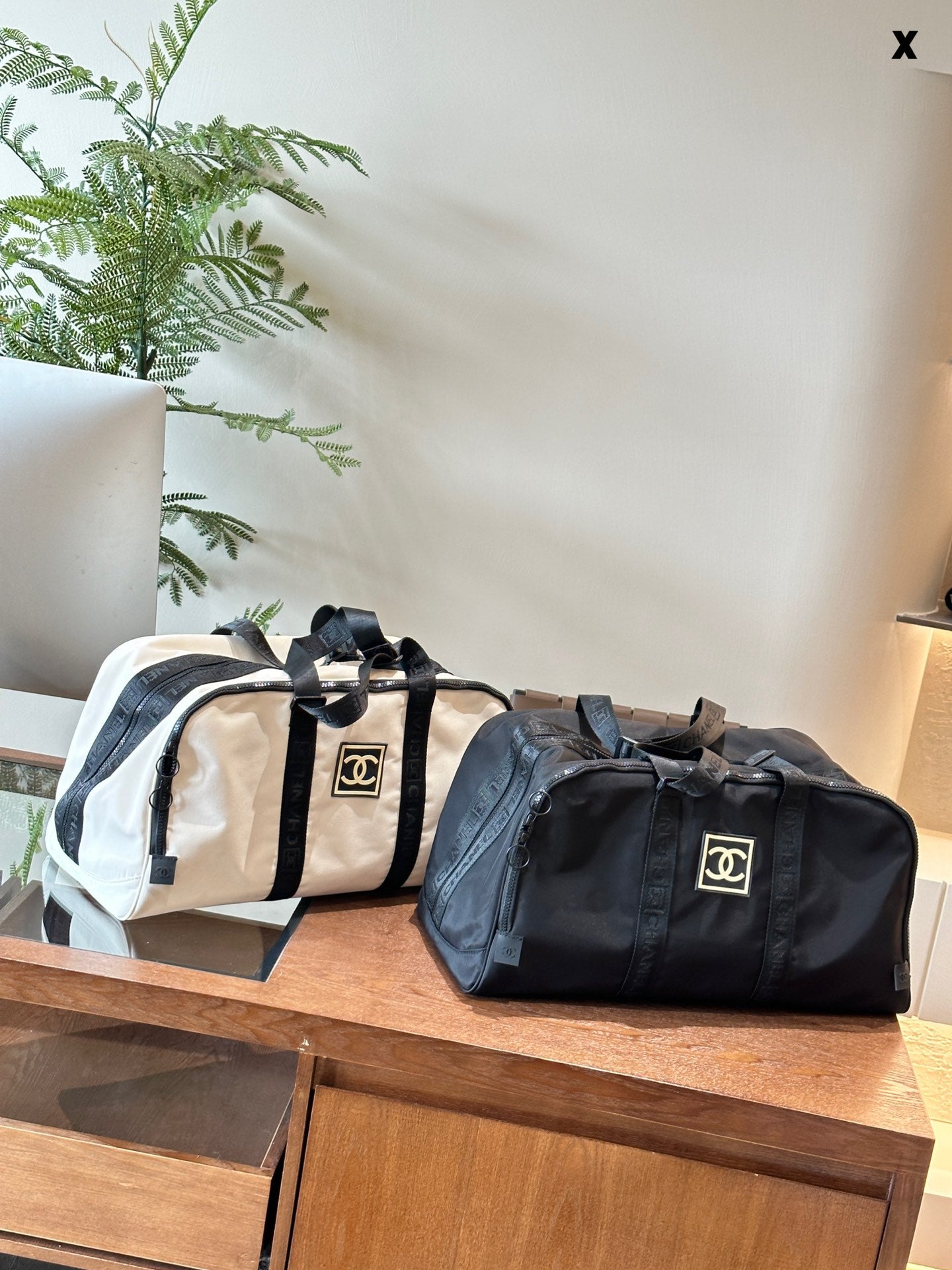 Chanel Second Hand Canvas Travel Bag - Lightweight 50cm with Rubber Logo