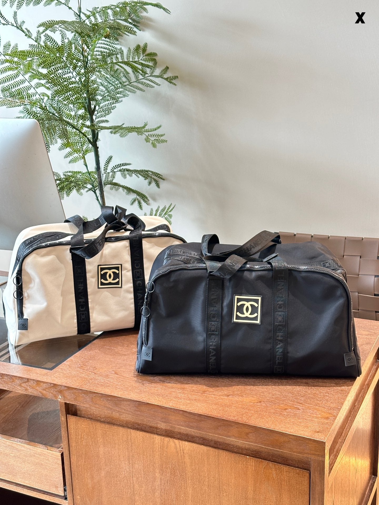 Chanel Second Hand Canvas Travel Bag - Lightweight 50cm with Rubber Logo