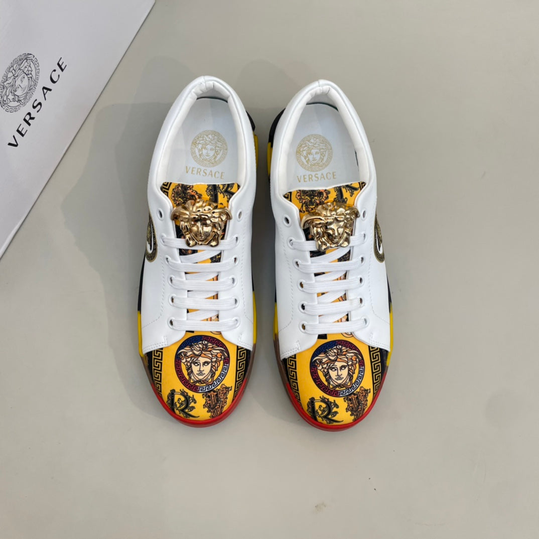 Versace Low-Top Casual Shoes - Premium Cowhide with Custom Size Options