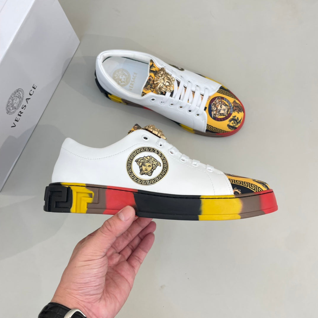 Versace Low-Top Casual Shoes - Premium Cowhide with Custom Size Options