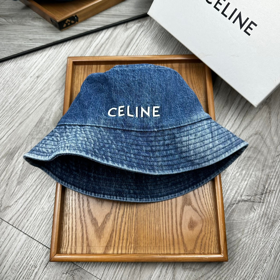 Celine Sfumato Denim Embroidered Bucket Hat - Higher Version