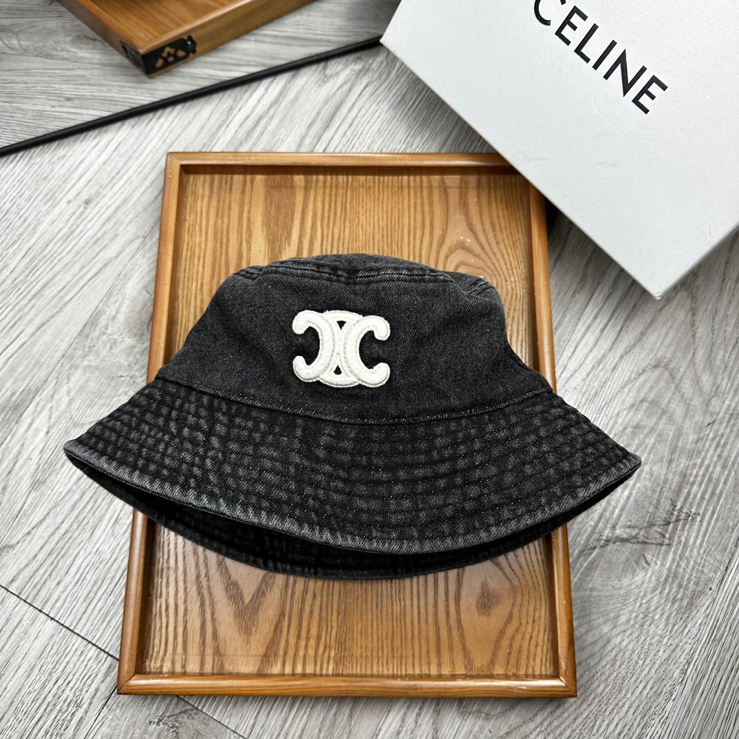 Celine Embroidered Denim Bucket Hat - Trendy & Versatile