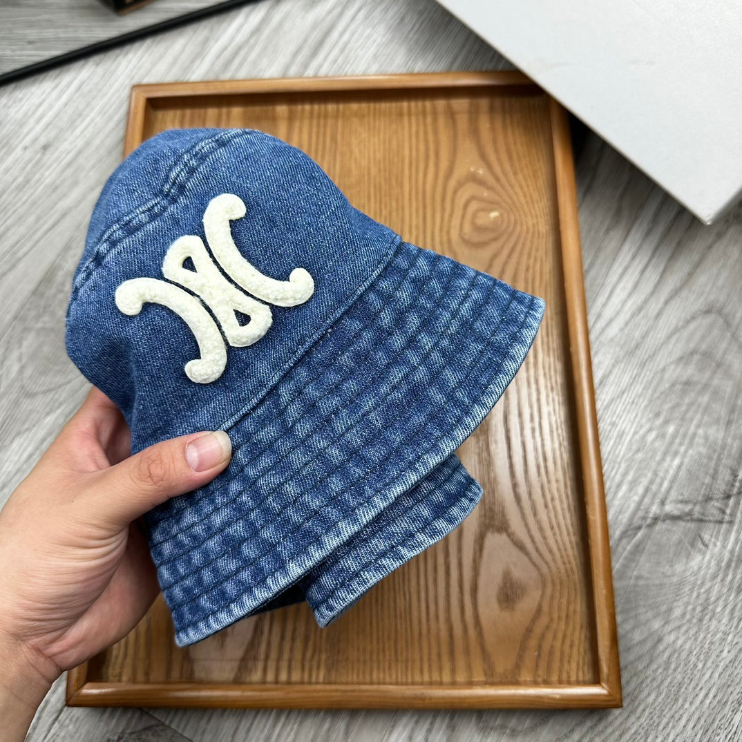 Sfumato Denim Embroidered Bucket Hat with Carriage Lining