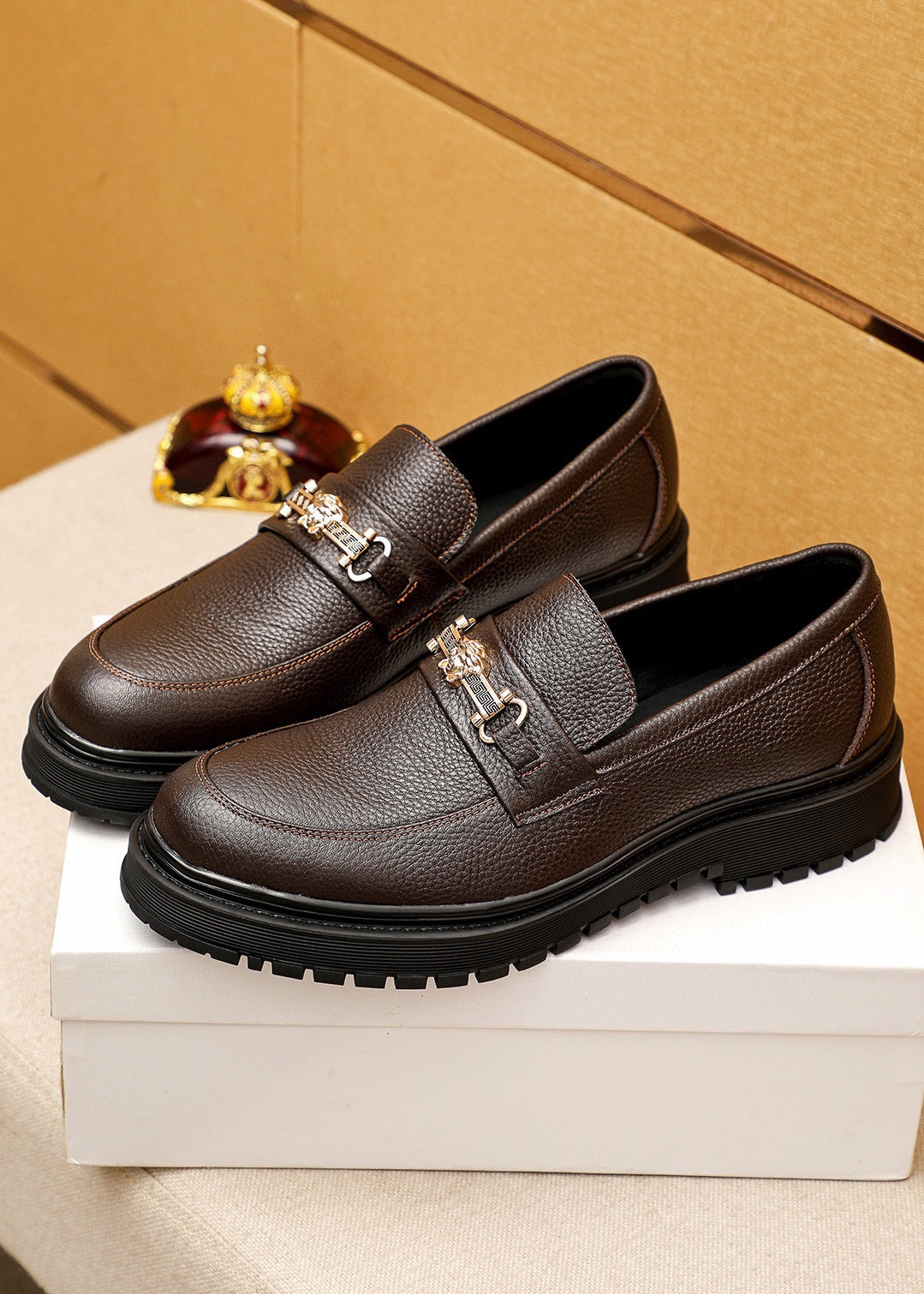 Versace Casual Leather Shoes for Men - Premium Pebbled Calfskin