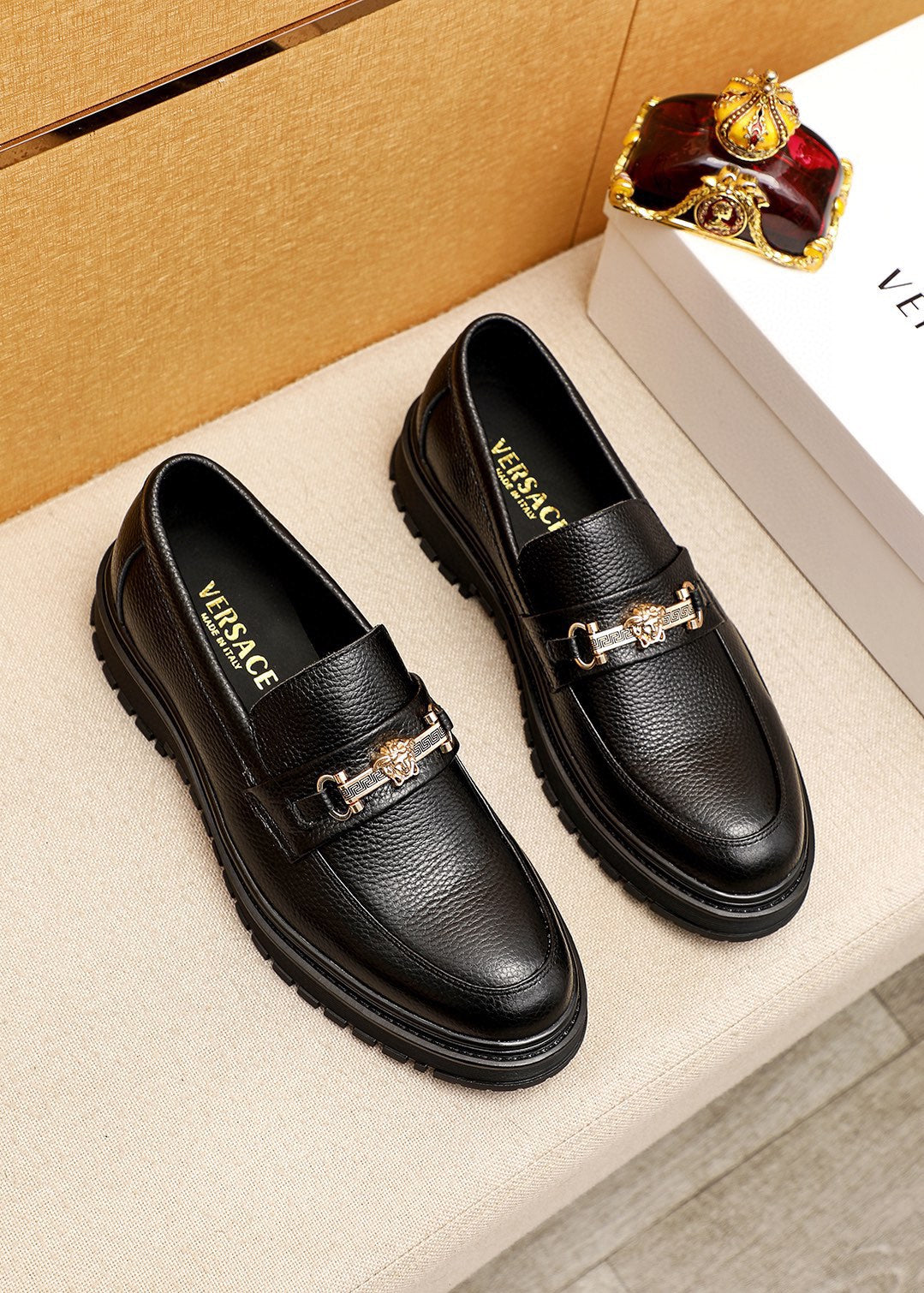 Versace Casual Pebbled Leather Shoes for Men