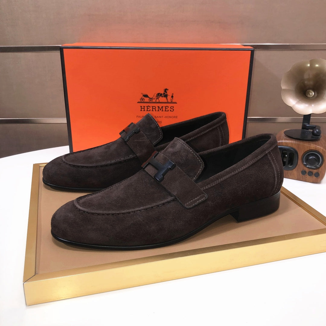 Luxurious Hermes-Inspired Cowhide Loafers for Men